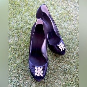 Giuseppe Zanotti Black Crystal Heels Very Good Condition 36 1/2